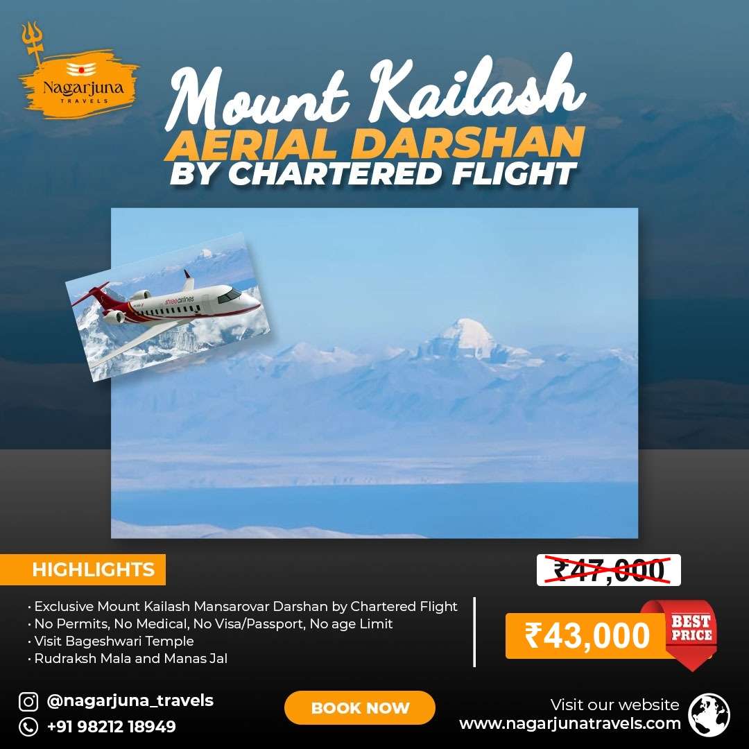 Mount Kailash and Mansarovar Aerial Darshan tour by Chartered Flight