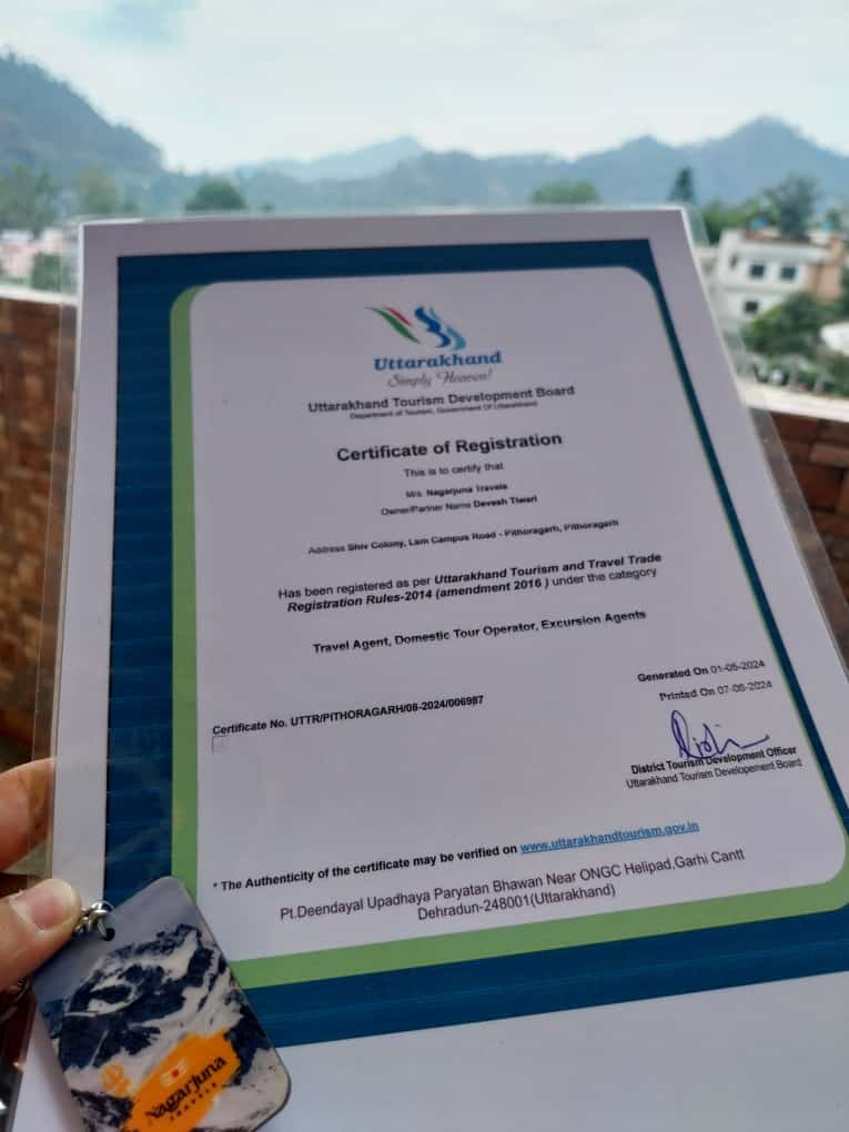 Nagarjuna Travels is Registered as Domestic Tour Operator with Uttarakhand Tourism Development Board